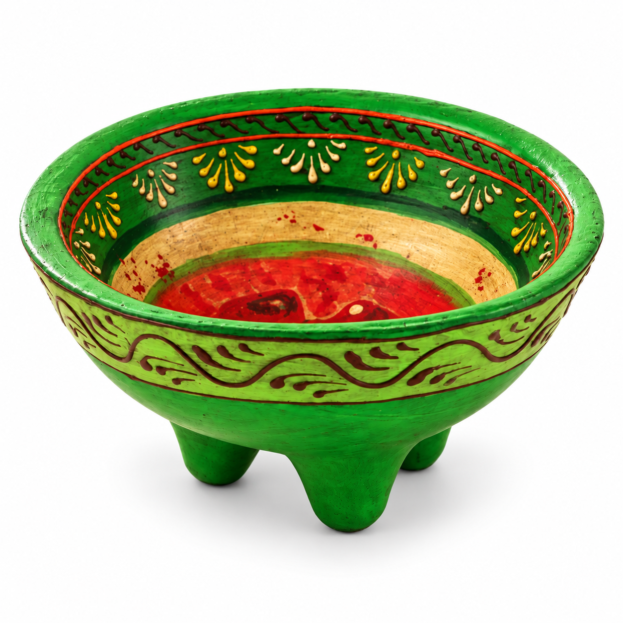 Groene-decoratieve-snackschaal-van-papier-mache