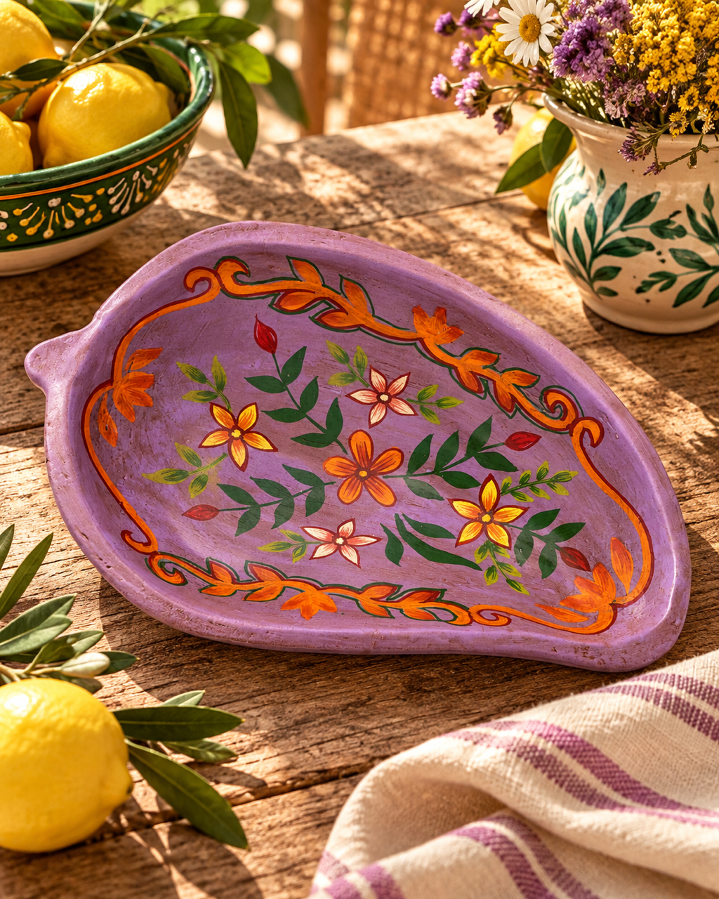 Decoratieve schaal paars – handgemaakt papier-maché - Afbeelding 2