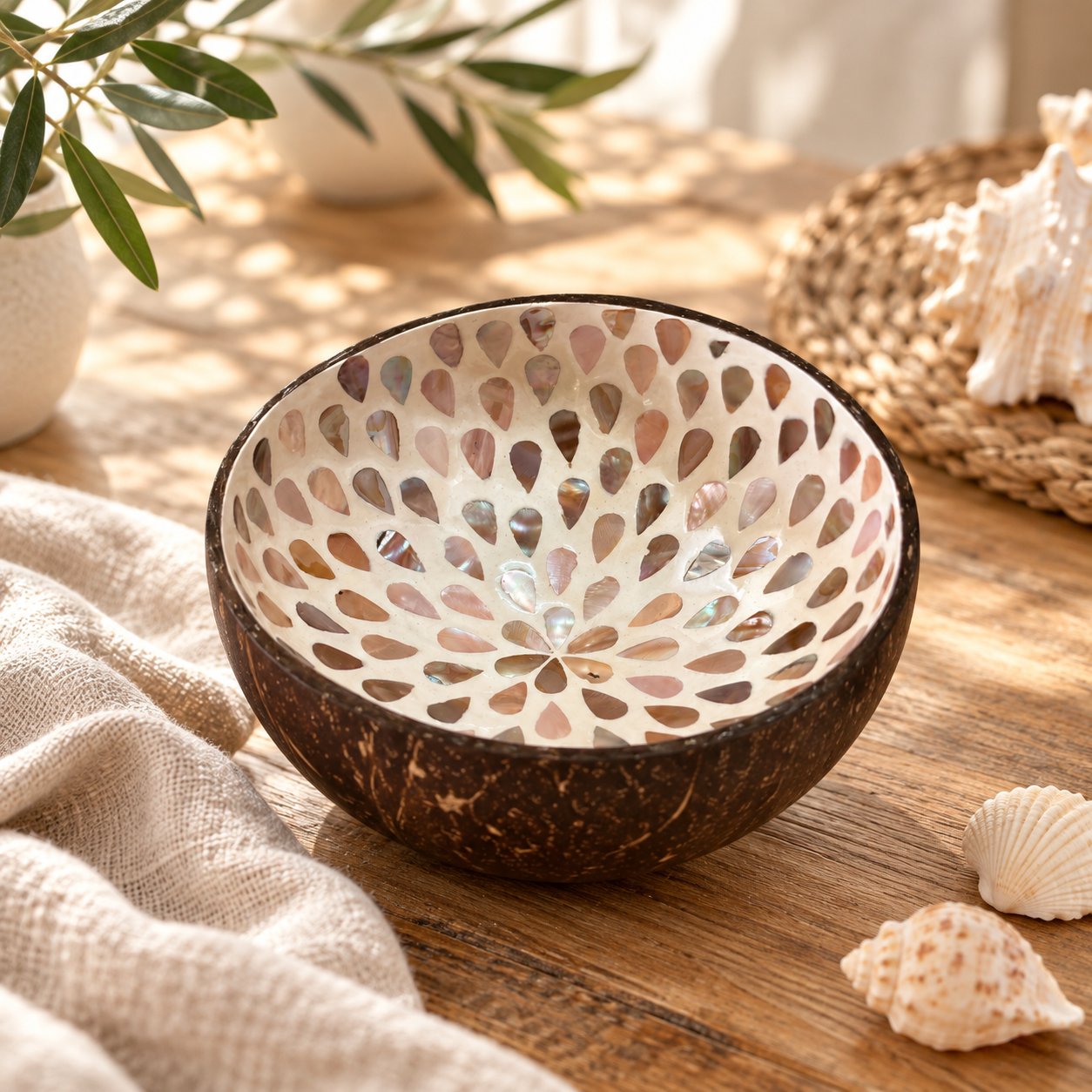 Kokosnoot Snackschaal Parelmoer D13 cm - Afbeelding 2